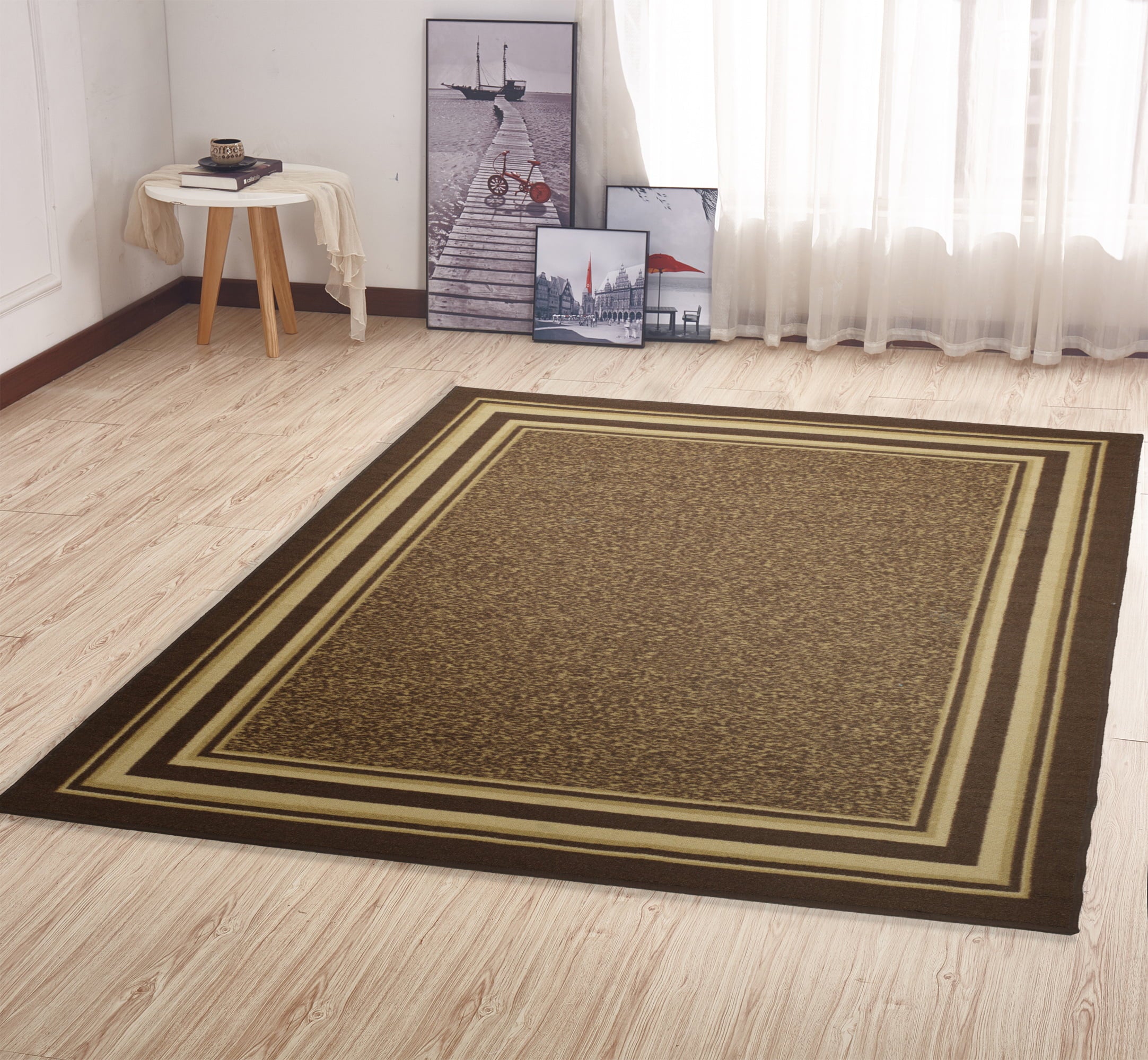 Ottomanson Ottohome Non-Slip Rubberback Bordered 5x7 Indoor Area Rug, 5' x 6'6