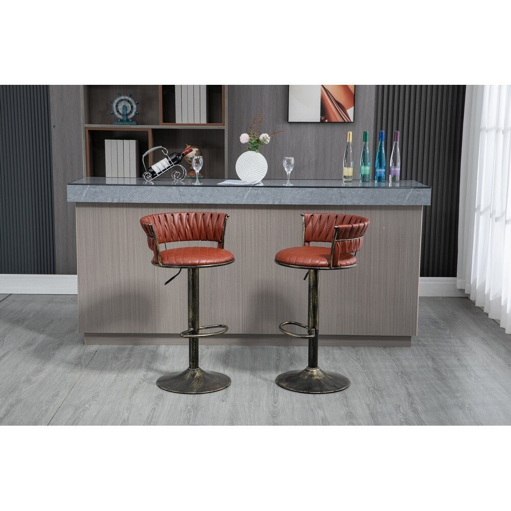 Swivel Bar Stools Set of 2 Adjustable Counter Height Chairs with Footrest for Kitchen  Dining Room 2PC/SET