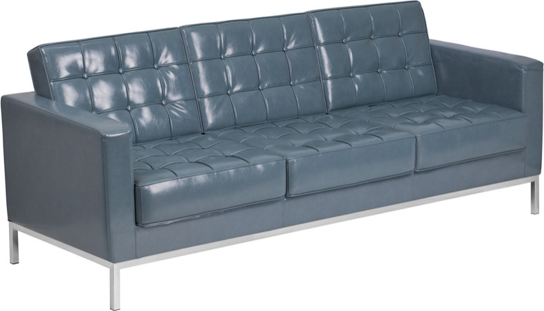 Contemporary Gray LeatherSoft Sofa with Stainless Steel Frame   Contemporary   Sofas   by First of a Kind USA Inc  Houzz