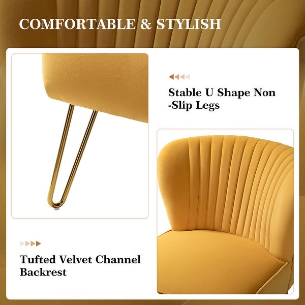 Barto Modern Velvet Tufted Side Chair with Golden Legs by HULALA HOME