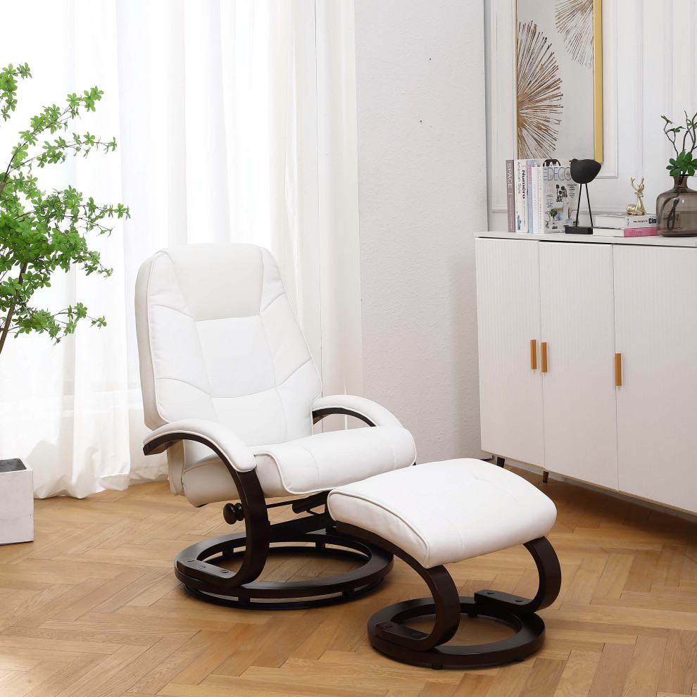 Sundsvall Recliner and Ottoman in White Air Leather   Transitional   Recliner Chairs   by Progressive Furniture  Houzz