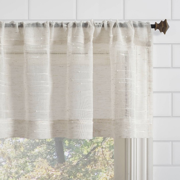 Textured Slub Striped Anti dust Linen Blend Sheer Cafe Window Valance Clean Window