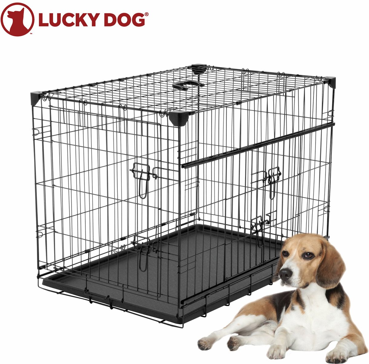 Lucky Dog Sliding Double Door Wire Dog Crate