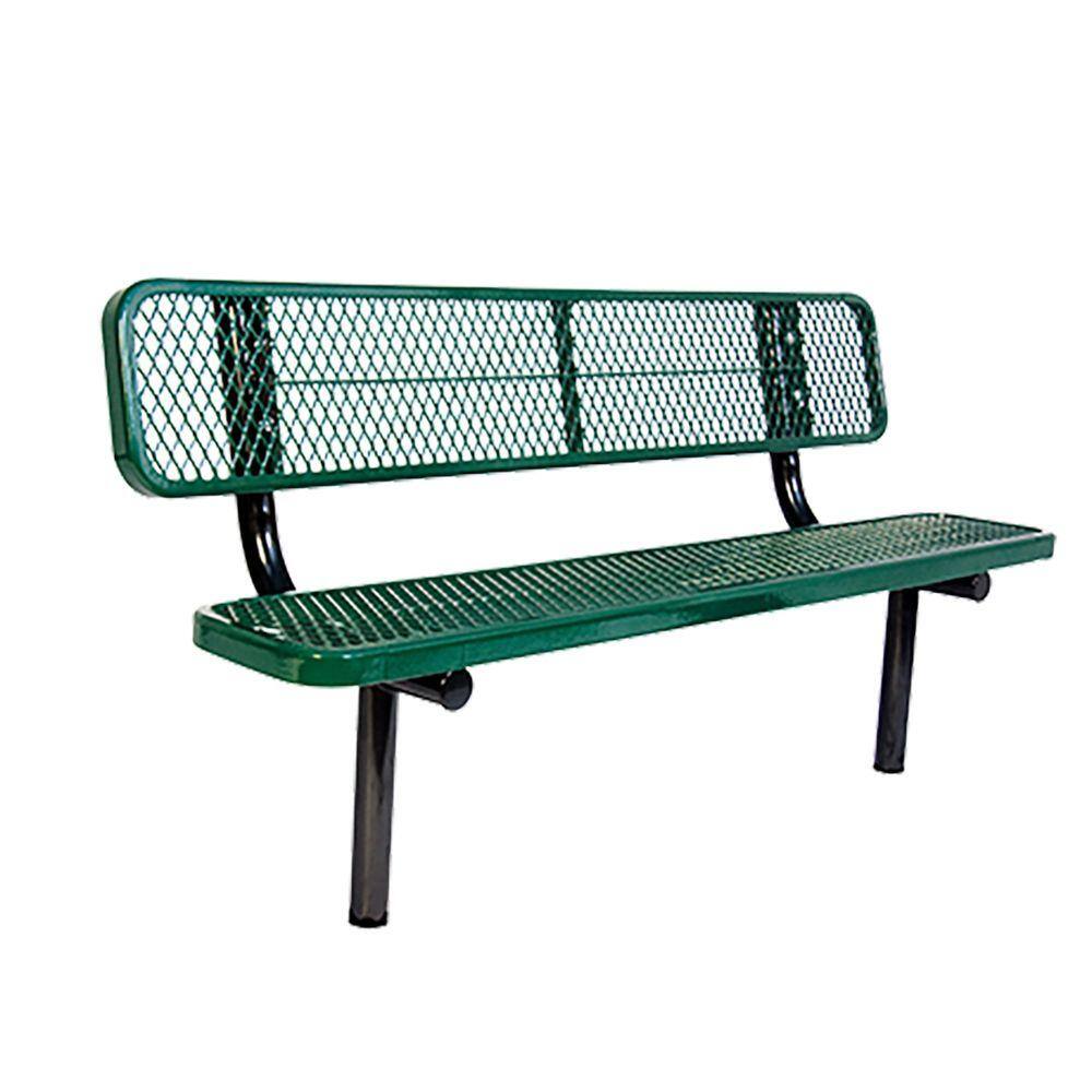 In-Ground 8 ft. Green Diamond Commercial Park Bench with Back LC7782-GREEN