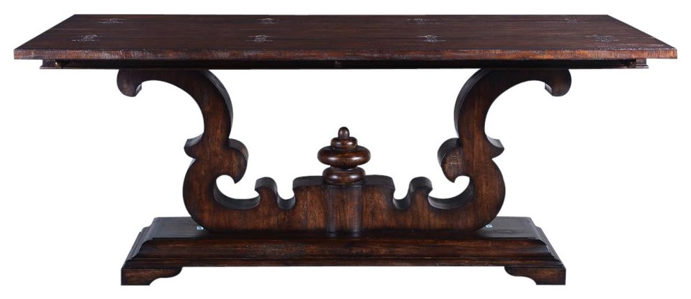 Console Table Cambridge Flip Top Rustic Pecan Old World Scroll   Traditional   Console Tables   by EuroLuxHome  Houzz