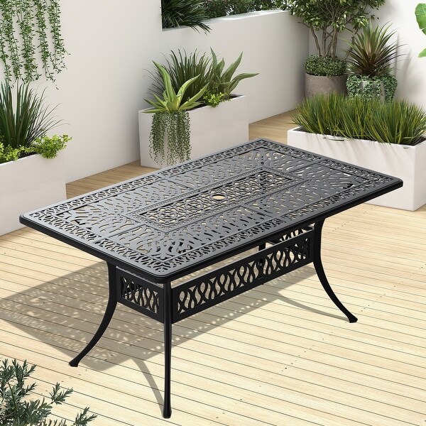 58.28 in. L x 34.65 in. W Cast Aluminum Patio Dining Rectangular Table