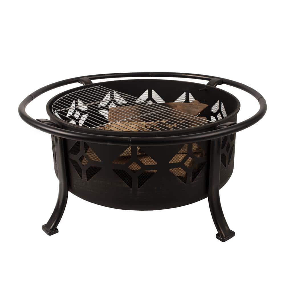 Pleasant Hearth Sunderland Deep Bowl 36 in x 23 in Square Steel Wood Fire Pit in Bronze