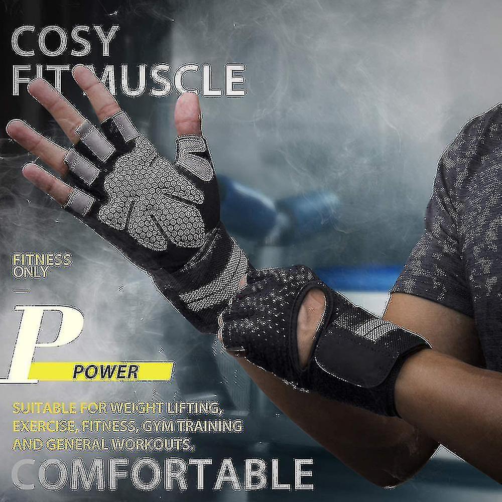 Weightlifting Gym Workout Gloves With Wrist Wrap Support For Men Women， F