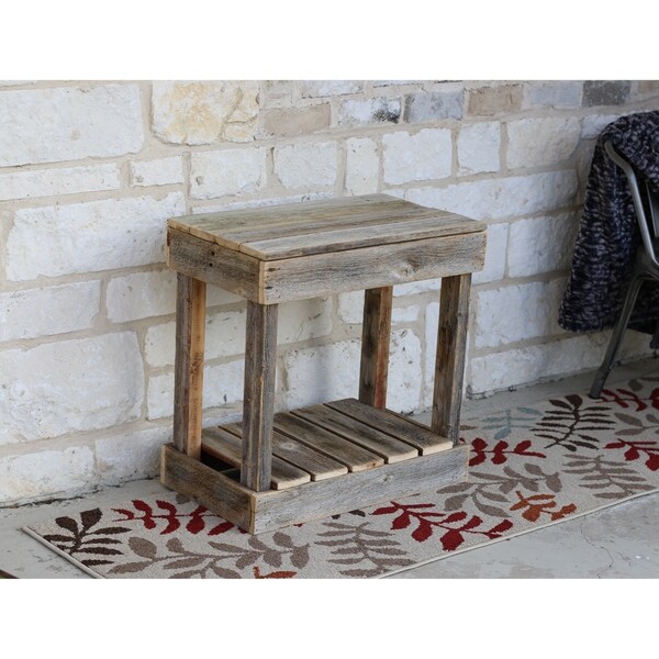 Slatted Reclaimed Wood End Table