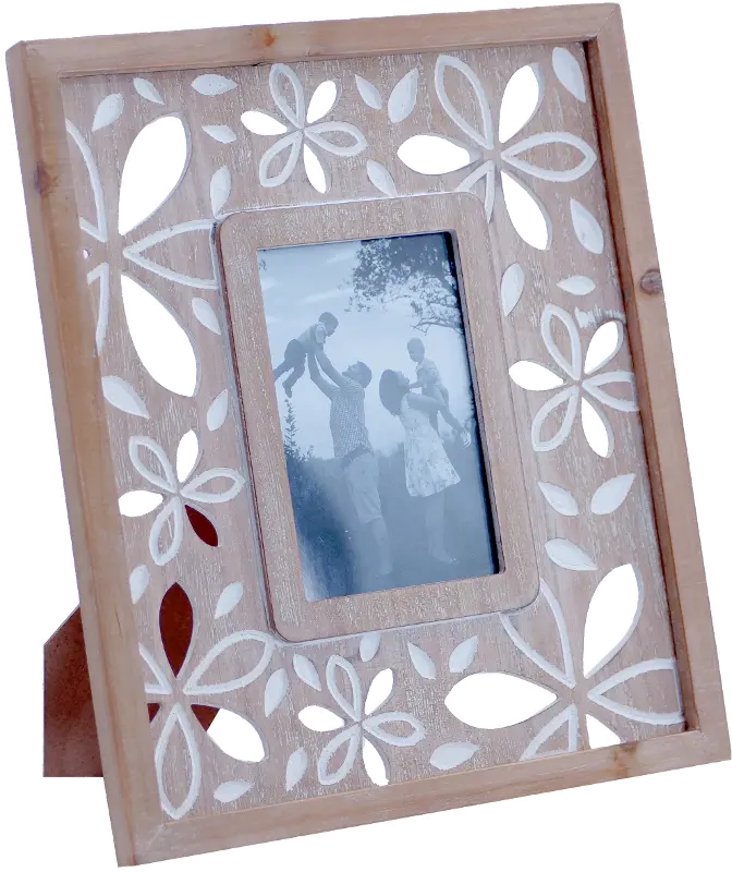 Light Brown Wood 5x7 Picture Frame with White Cut Outs