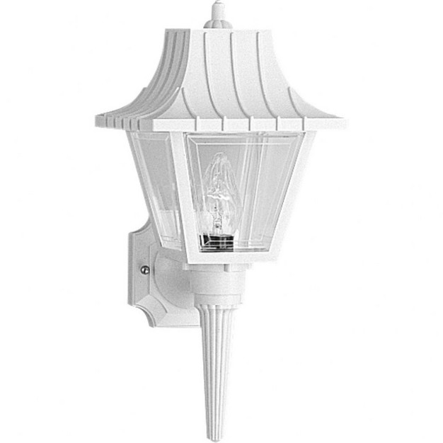 Progress Lighting Mansard Collection 1 light Outdoor Wall Lantern White Finish Beveled Clear Acrylic Panels