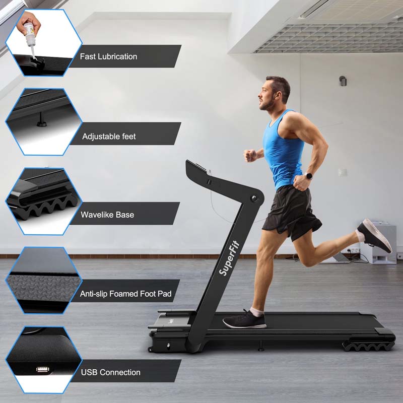 4.0HP Folding Treadmill 265LBS MAX Heavy-Duty Electric Running Machine with LED Touch Screen & Speaker