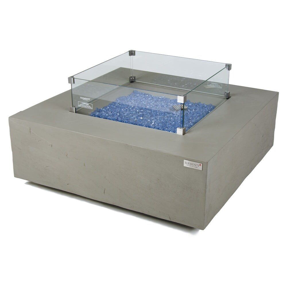 Elementi Plus Capertee Outdoor Fire Pit Table Concrete Square 60000 BTU   40 x 40 inches with Lid  Fire Glass  and Cover