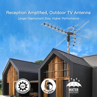 Winado TA-001 360-Degree Rotation UV UHFVHF 15-22dB Outdoor Antenna Black 110 Miles 784398510494