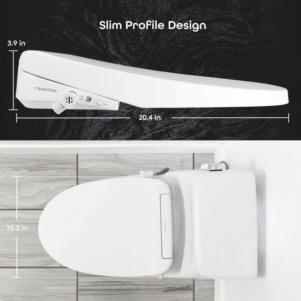 BIDETMATE 3000 Series Electric Bidet Seat for Elongated Toilets in White with Heated Spray Dryer Seat with Remote BM-3000R-E