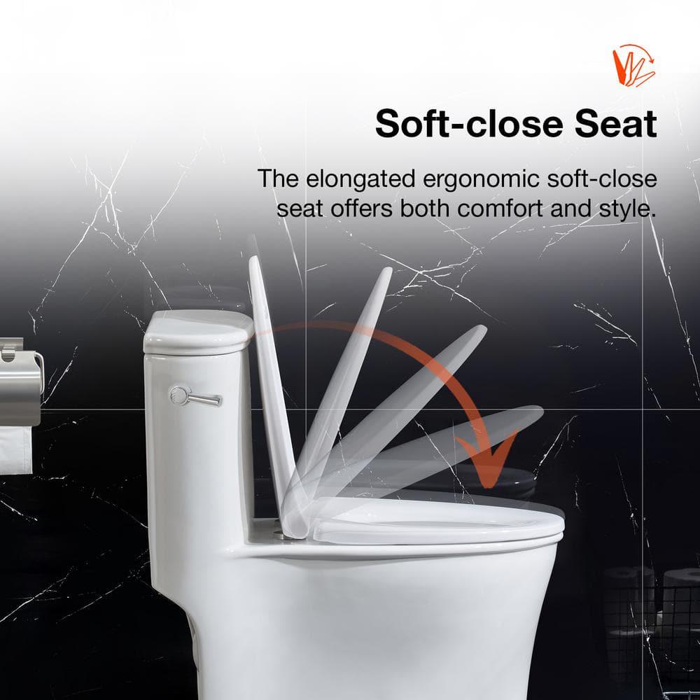 Glacier Bay Havenstone 1piece 1116 GPF Dual Flush Elongated Toilet in White Seat Included