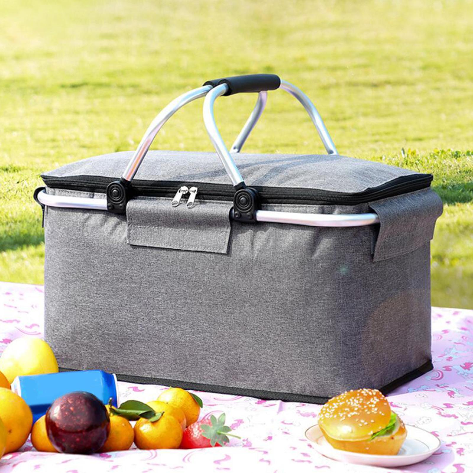 Insulated Picnic Basket for Adult Folding Container Store 42x23x23cm