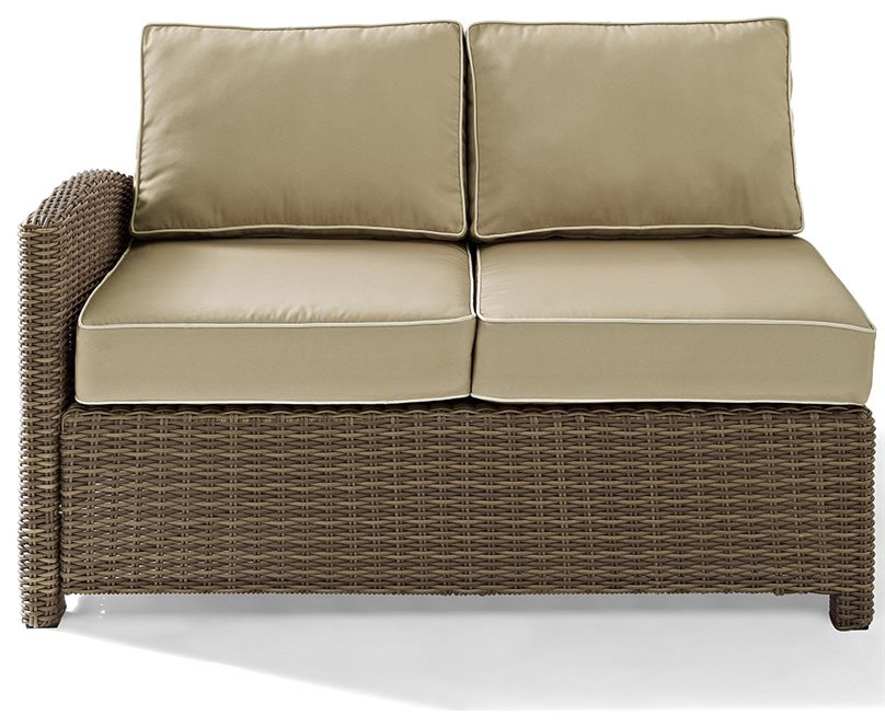 Crosley Bradenton Wicker Left Arm Patio Loveseat in Brown and Sand   Tropical   Outdoor Loveseats   by Homesquare  Houzz