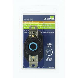 Leviton 20 Amp 3-Wire Nylon Locking Single Outlet Black R50-02320-0CS