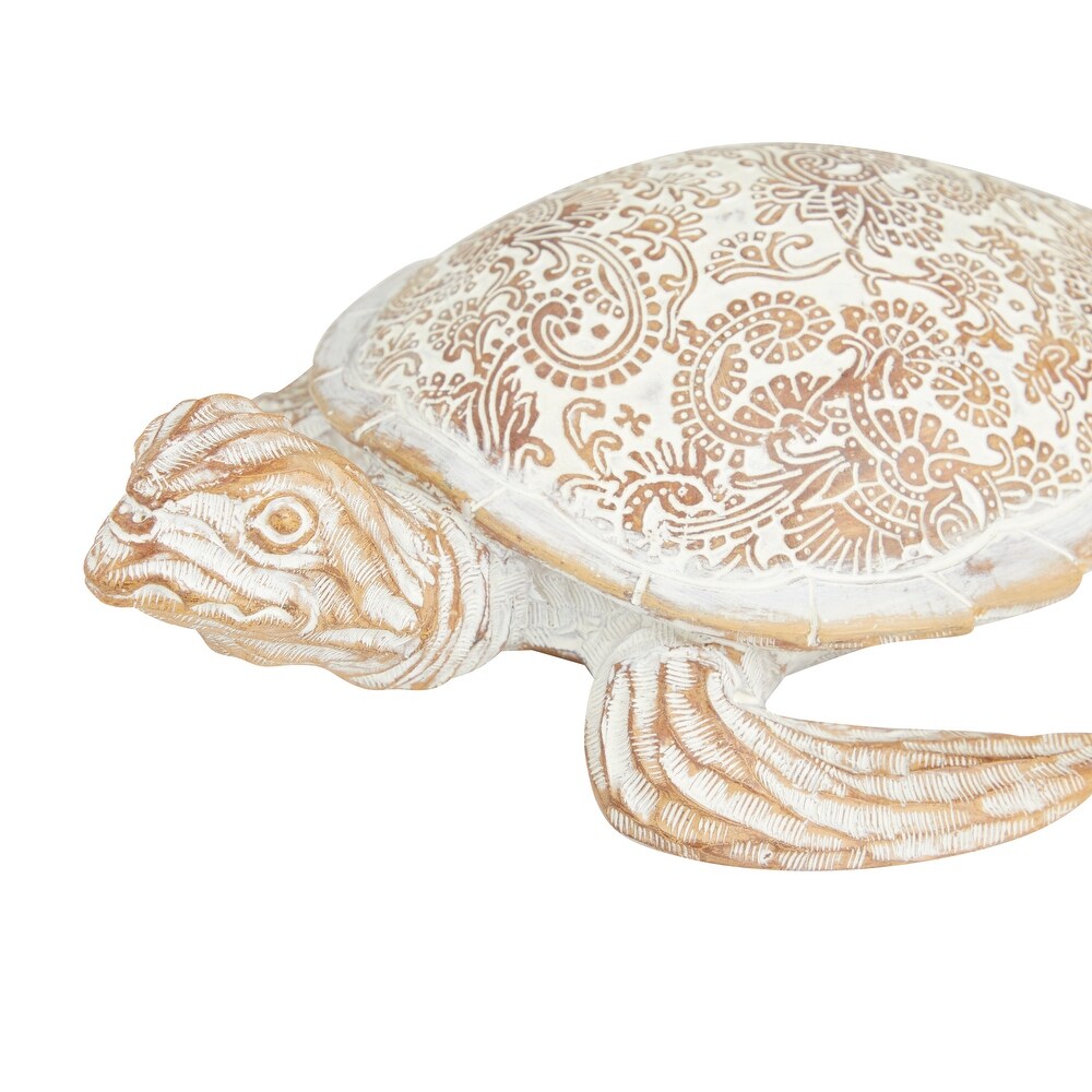 Beige Polystone Turtle Sculpture (Set of 3)   9 x 8 x 2