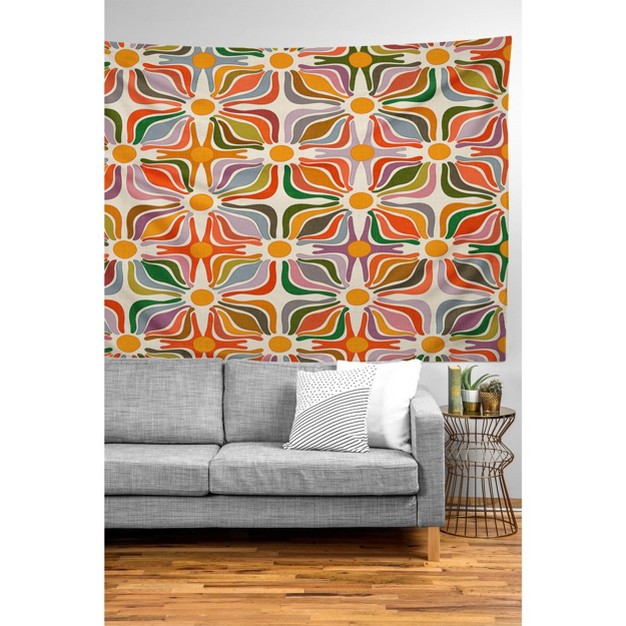 Evamatise Abstract Flowers Summer Holiday Tapestry Society6