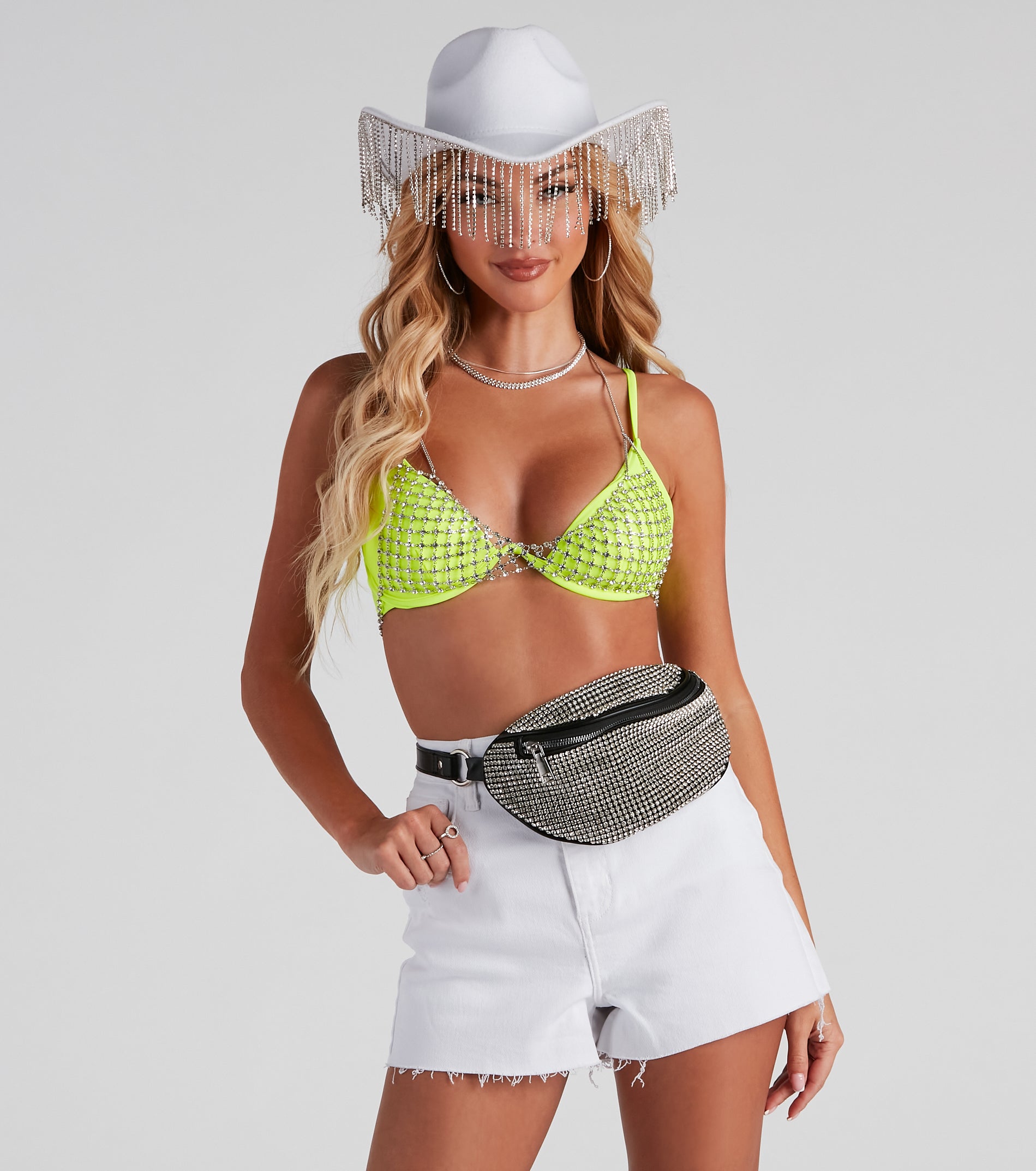 Catching Glam Rhine Net Chain Bra