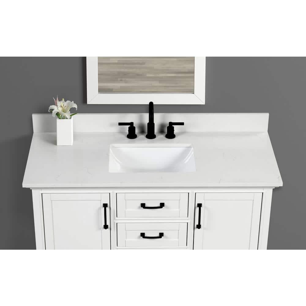 Home Decorators Collection 43 in W x 22 in D x 075 in H Quartz Vanity Top in Carrara White with White Basin