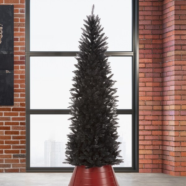 Glitzhome 7.5FT/9FT Black/Silver Unlit Tinsel Artificial Christmas Trees