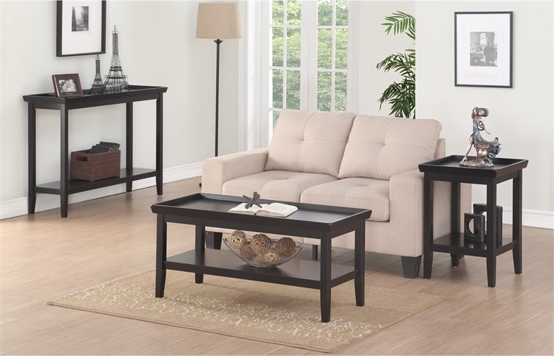 Convenience Concepts Ledgewood Coffee Table in Black Wood Finish   Transitional   Coffee Tables   by Homesquare  Houzz