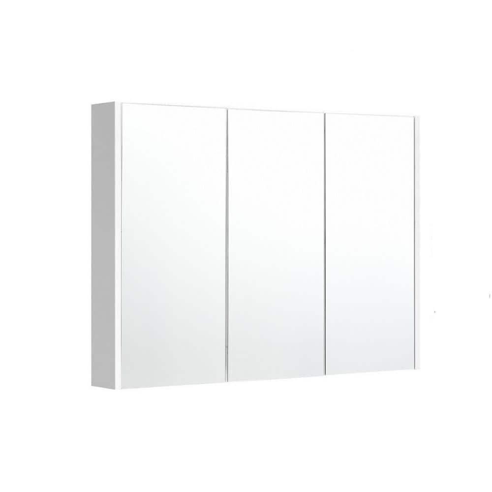 WELLFOR 36 in Width x 255 in Height x 45 in Depth Surface Mount Medicine Cabinet in TriView Mirror in White