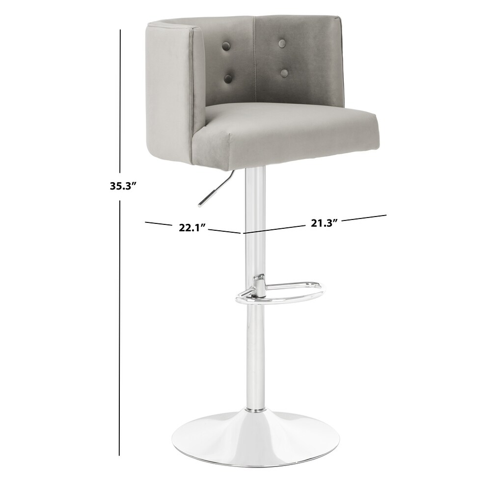 SAFAVIEH Couture Zayna Velvet/ Chrome Adjustable Bar Stool   21.3\