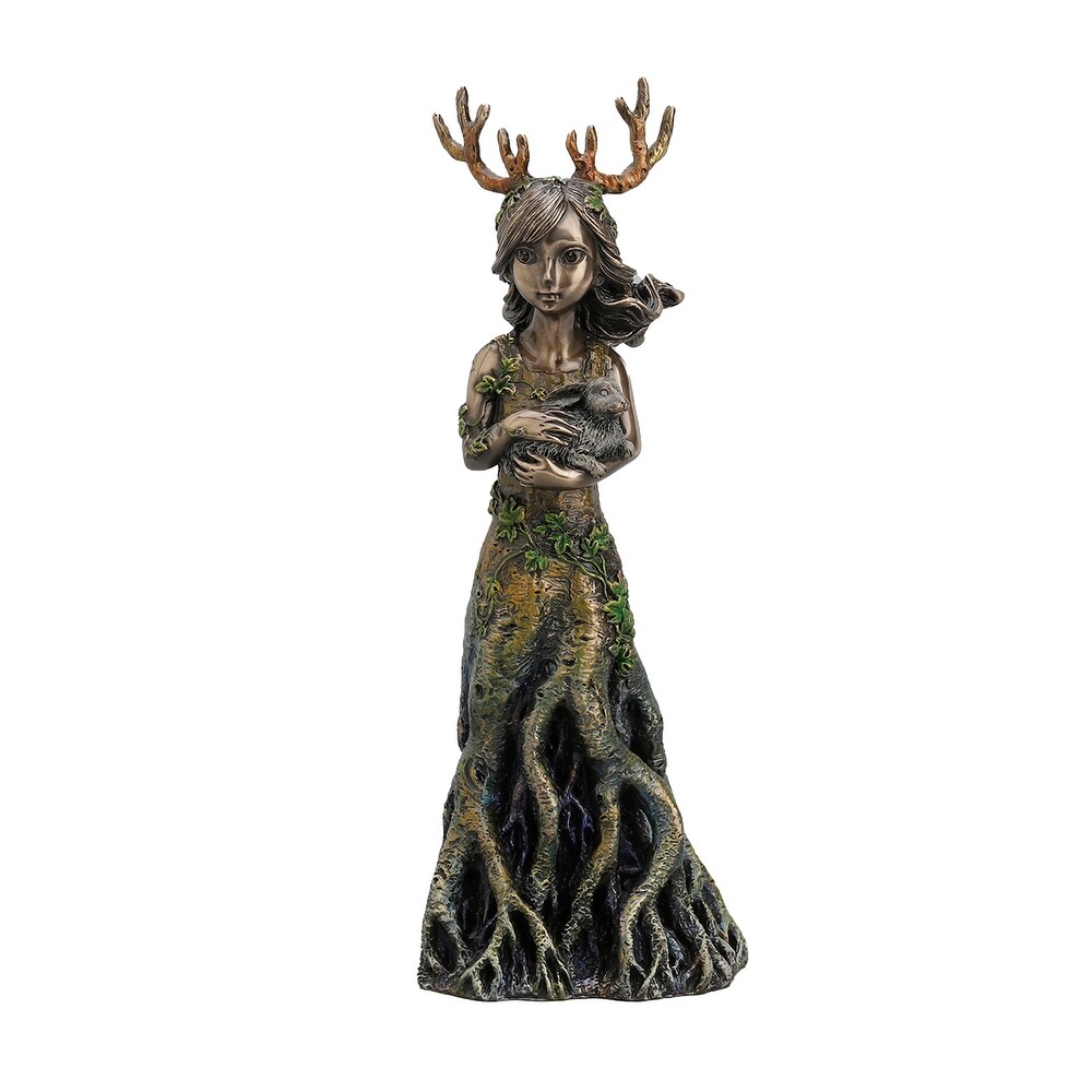 Sacred Grove Lullaby Antler Tree Goddess Resin Statue Nature Spirit   9.5 X 3.5 X 2.75 inches