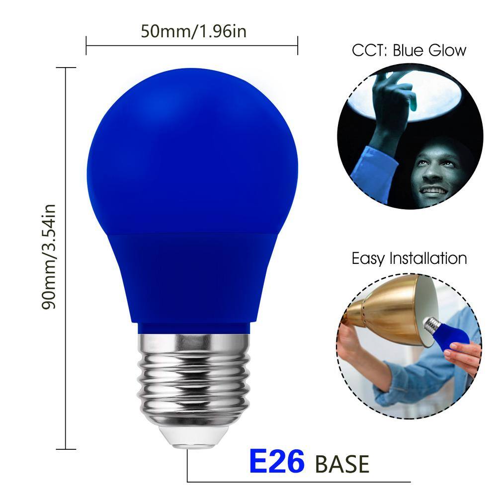 YANSUN 20-Watt Equivalent A15 3-Watt Non-Dimmable Blue LED Colored Light Bulb E26 Base (4-Pack) H-HE007BE26-4