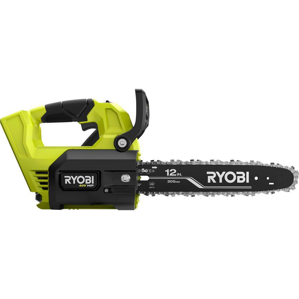 RYOBI 40V HP Brushless 12 in. Top Handle Battery Chainsaw (Tool Only) RY40509BTL