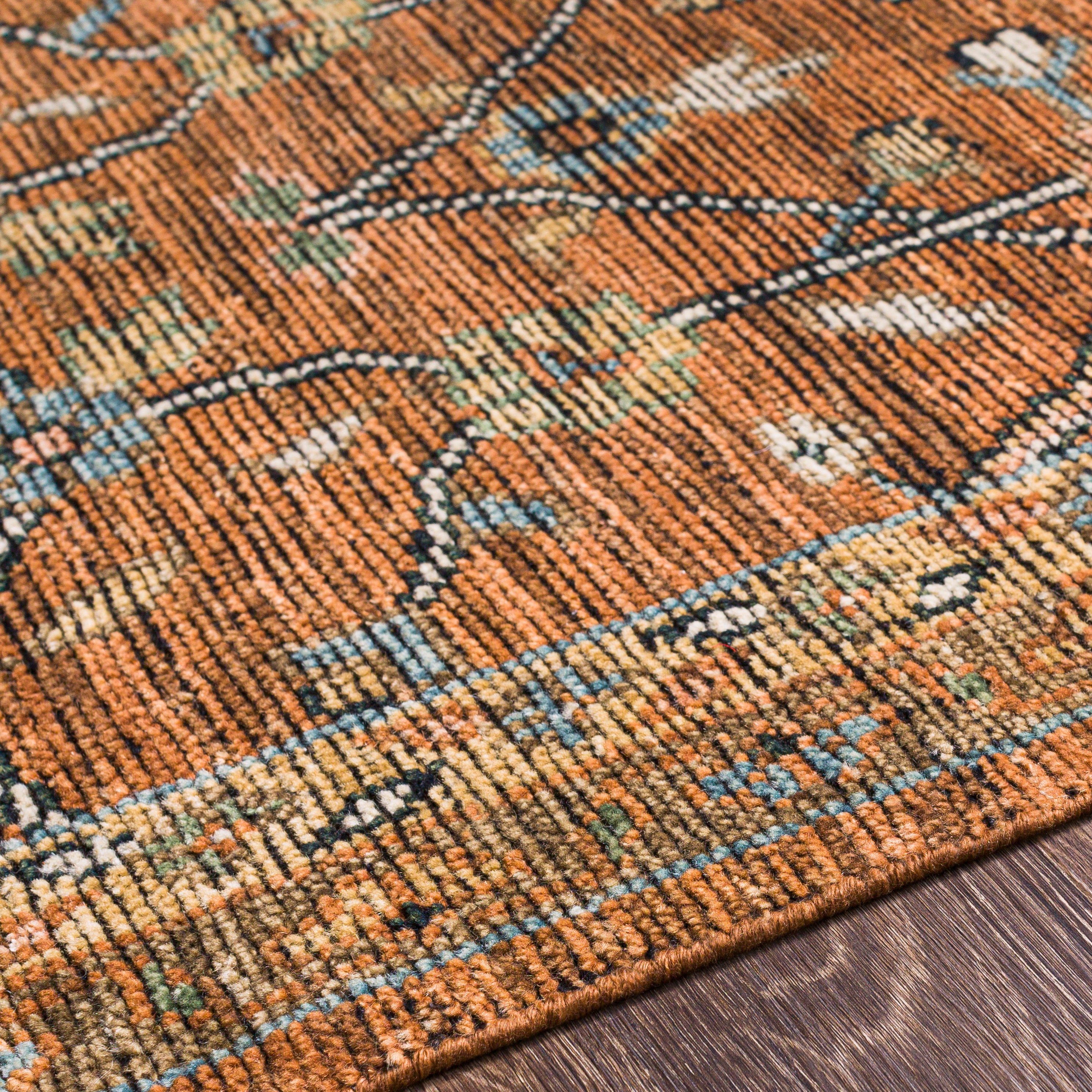 Reign Hand Knotted Rug in Dark Brown, Camel, Black, Wheat, Khaki, Blush, Denim, Emerald