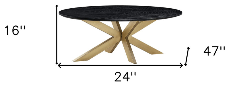 24 quotBlack And Brass Solid Wood Oval Coffee Table   Coffee Tables   by HomeRoots  Houzz