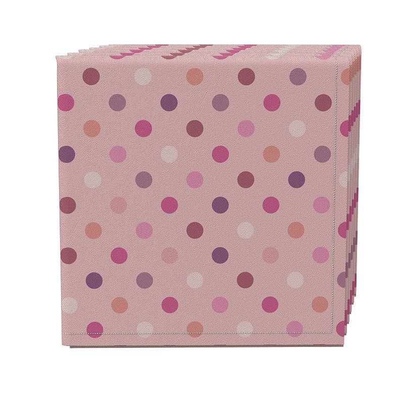 Napkin Set of 4， 100% Cotton， 20x20， Fun Pink Dots