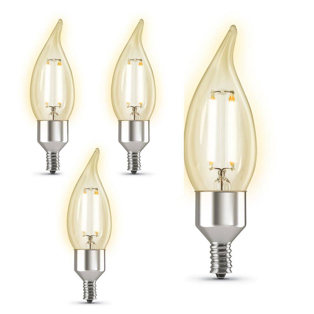 Feit Electric 40-Watt Equivalent CA10 E12 LED Dimmable Smart Home Wi-Fi Connected Wireless Light Bulb Soft White 2700K (4-Pack) CFC40927CAFILAG4