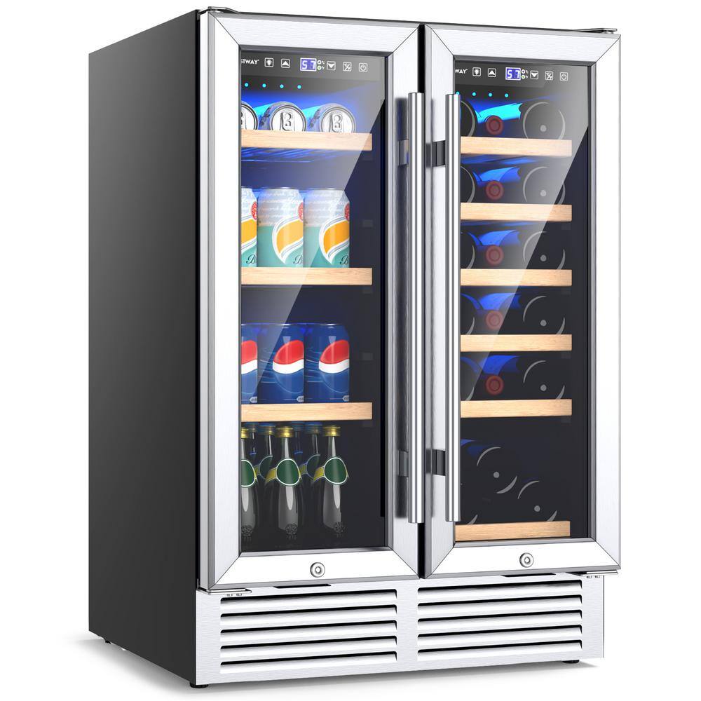 Costway 23.4 in. 18-Bottle Wine and 57-Can Beverage Cooler FP10127US-SL