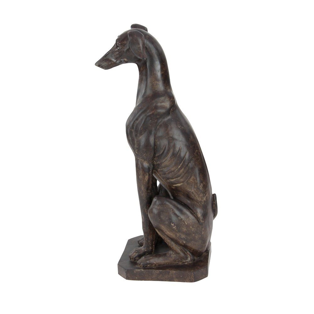Brown Polystone Dog Sculpture   12 x 10 x 31