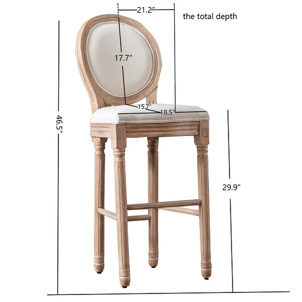 Wooden Barstools With Upholstered Seating， Set of 2