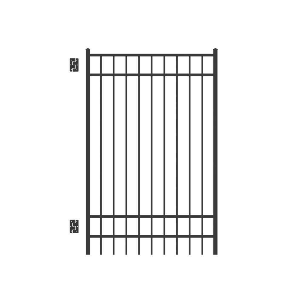 Barrette Outdoor Living Natural Reflections 4 ft. W x 6 ft. H Black Standard-Duty Aluminum Straight Pre-Assembled Fence Gate 73009483