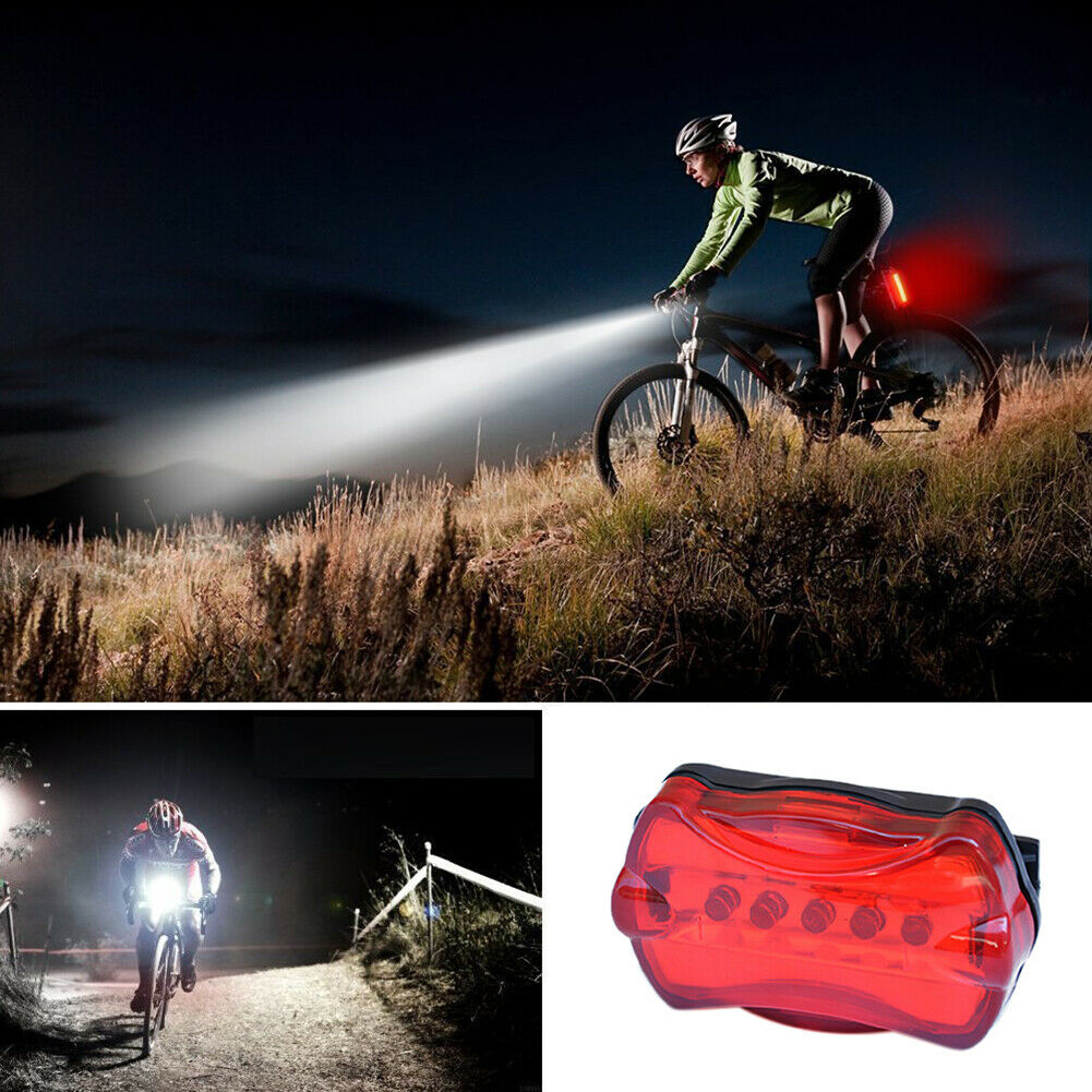 Waterproof 5 LED Lamp Bike Bicycle Front Head Light + Rear Safety Flashlight Set