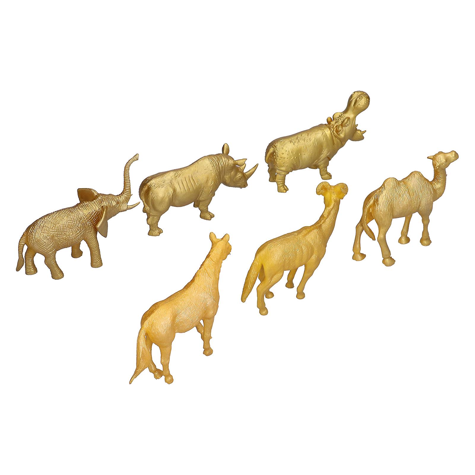 Forest Wild Animals Figure Pvc Long Lasting Simulation Golden Zoo Animal Figurines For 3 Years Old+6pcs