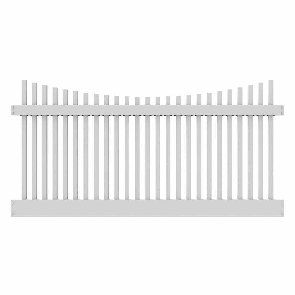 Barrette Outdoor Living Yukon Scallop 4 ft. H x 8 ft. W White Vinyl Un-Assembled Fence Panel 73011753