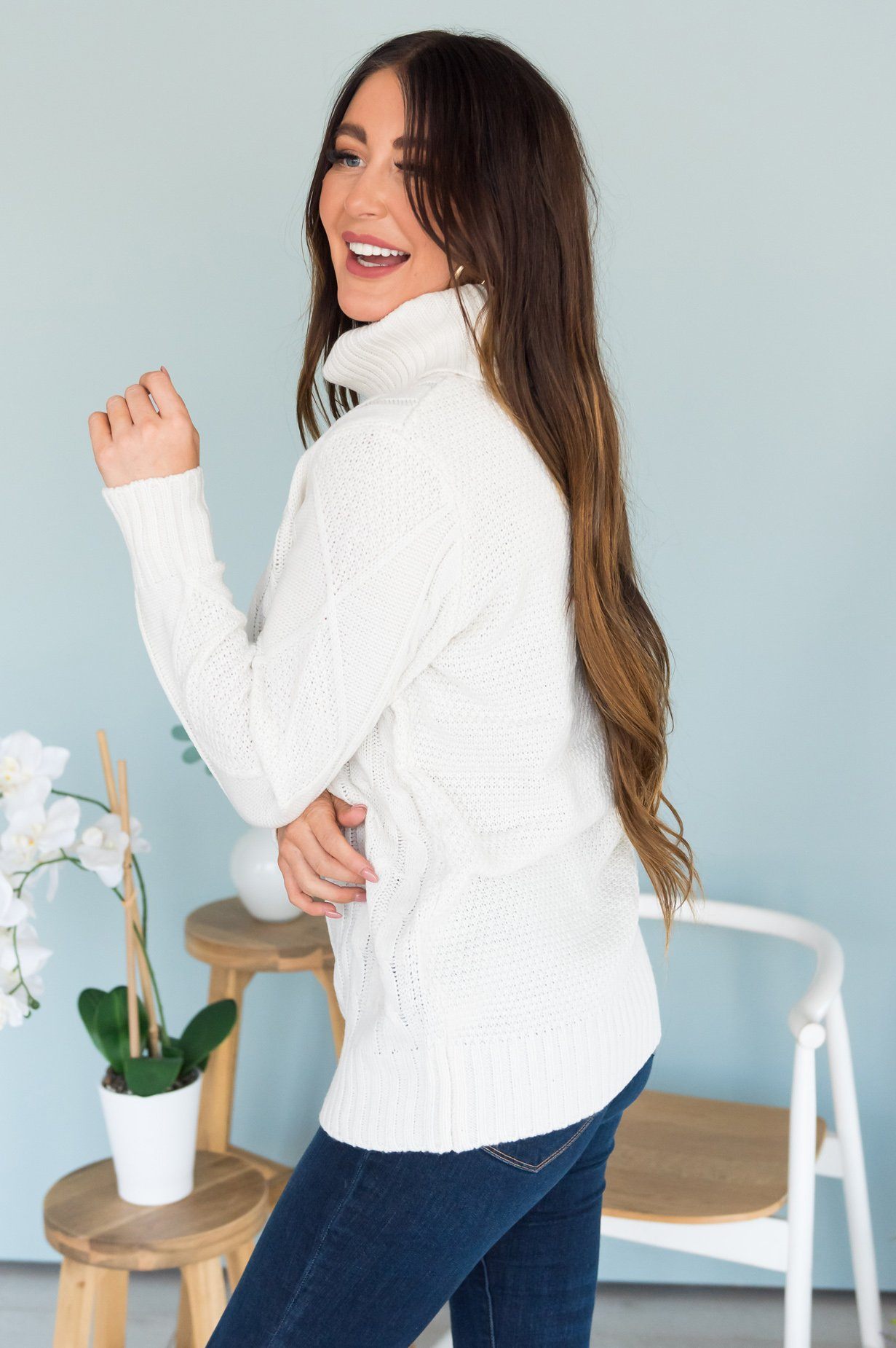 Spiced Smiles Modest Turtleneck Sweater