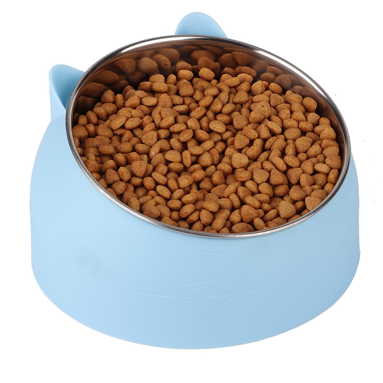 15 Degree Pet Tilted Feeder Food Feeding Bowl Neck Protection For Cat Small Dogsmall Size 304 Stainless Steel Blue