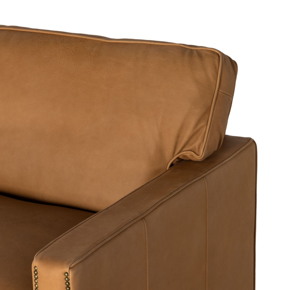 Larkin Heritage Camel Leather Club Chair   Contemporary   Armchairs And Accent Chairs   by Zin Home  Houzz