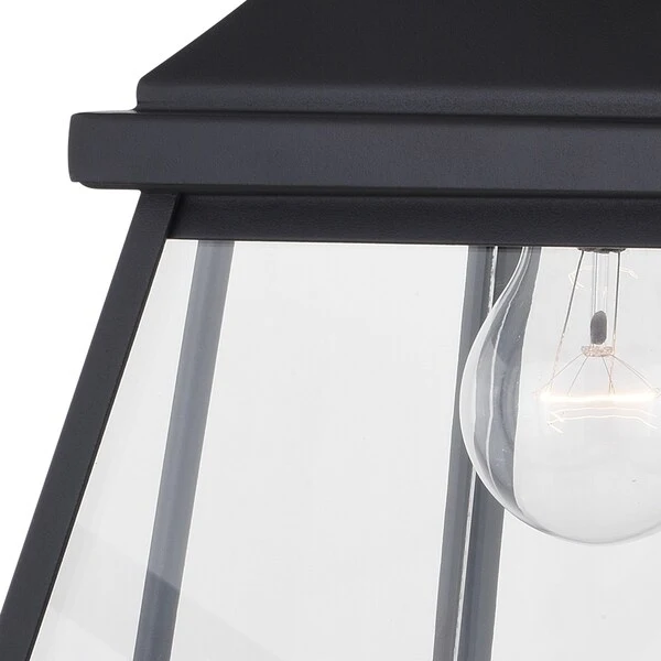 Lexington Black Outdoor Flush Mount Ceiling Light Lantern Clear Glass - 10.75-in. W x 11.5-in. H x 9-in. D