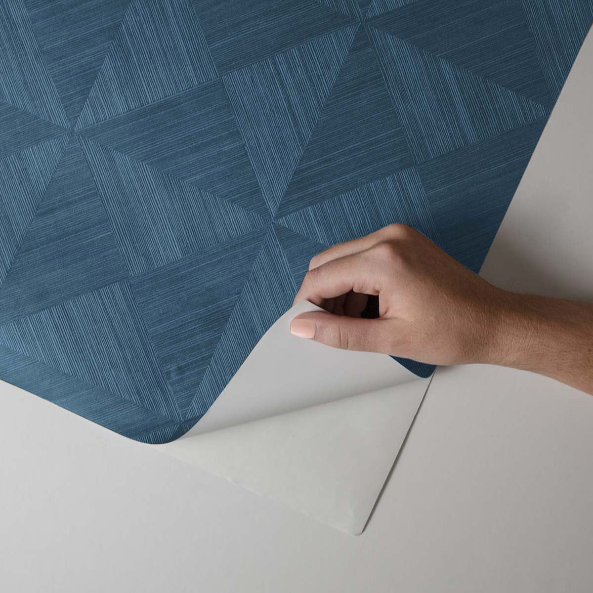 Geo Inlay Peel & Stick Wallpaper in Denim Blue